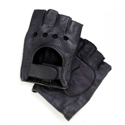 Чоловічі рукавички автомобільні з натуральної шкіри чорні
